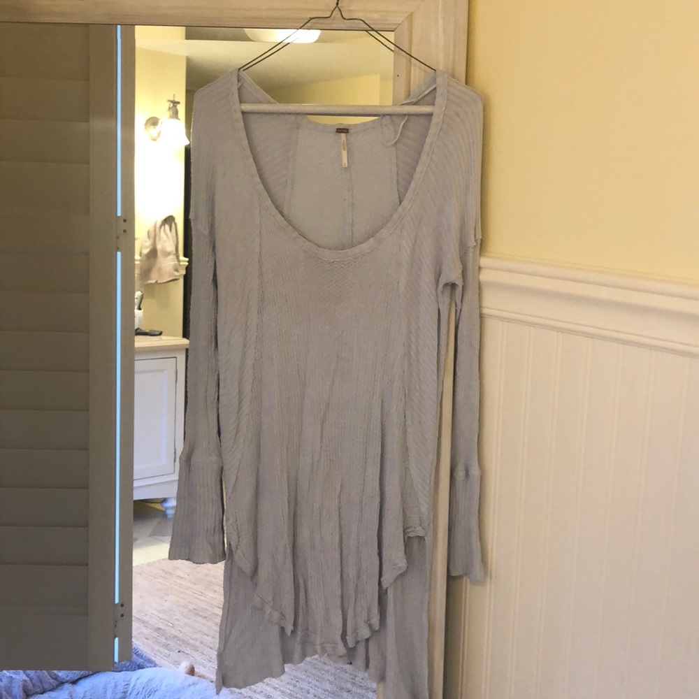 free people baby blue long waffle top